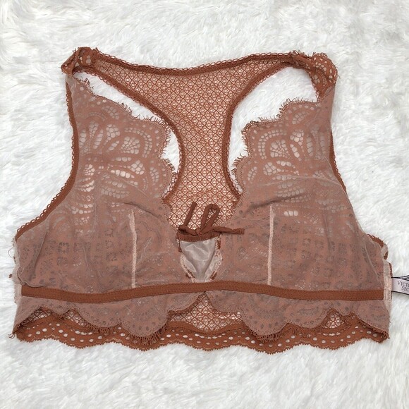 Victorias Secret Dream Angels Bralette Medium Tie Burnt Orange Lace Fairy Dainty - Picture 6 of 8